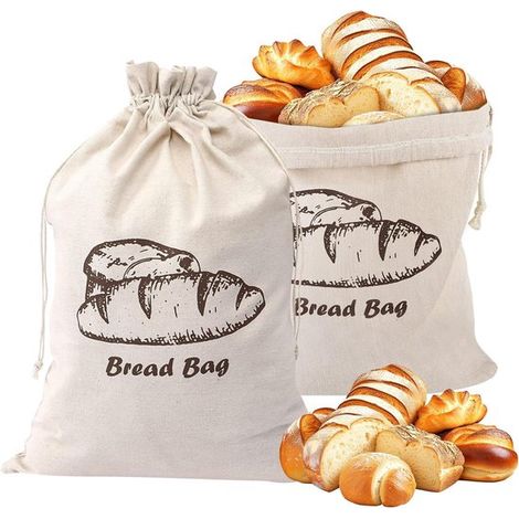 3 bolsas para pan,bolsas reutilizables de lino con cordón,bolsas de algodón y lino para conservar la frescura,30 x 40 cm (1/5)