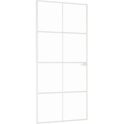 Porta Interna Bianca 93x201,5cm Vetro Temperato Alluminio Slim vidaXL (1/5)