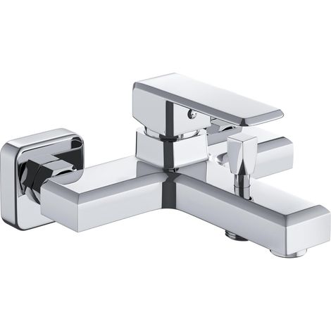 Mitigeur Monocommande Bain Douche,Mitigeur de Baignoire avec Mousseur économique d'eau,Chromé,Forme Carrée,Montage Mural (1/5)