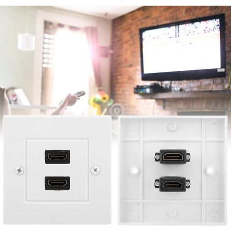 Weiße HDMI-Wanddose mit zwei Anschlüssen für Hotel, Büro, Zuhause oder Gebäude (amerikanischer Standard)