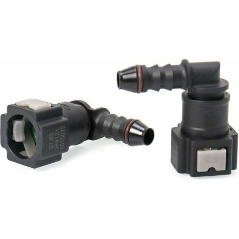 Packung mit 2 90°-Kraftstoffschlauchverbindern – 7,89 mm Kunststoff – Schnellanschluss für Kraftstoffsysteme – Kompatibel mit 6-mm-Schläuchen (1/5)