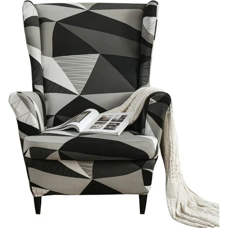 Housse extensible pour fauteuil à oreilles, imprimée en élasthanne, protège-meubles, antidérapante, douce et créative. (1/5)