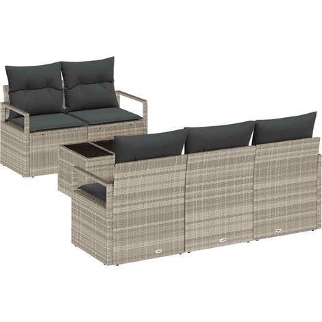 Maison Exclusive - Gartensofa-set 6 pcs Hellgrau und Dunkelgrau P