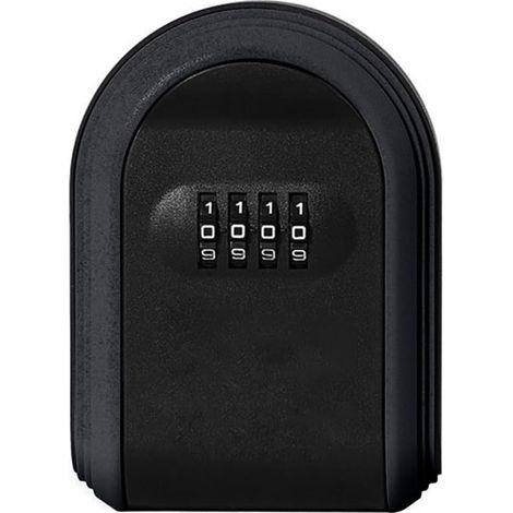 Weatherproof Key Safe - 4-Digit Combination Lock - Security Key Storage Box - Wall Mounted - Black (1/5)