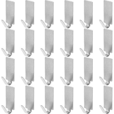 24 selbstklebende Haken aus Edelstahl zur Wandmontage, Handtuchhalter aus Edelstahl für Küche, Bad und Balkon (1/4)