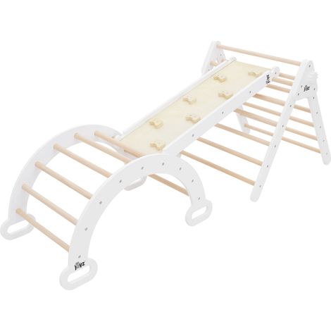 Joyz Juego de 3 Escaleras de Madera Tobogán Triángulo y Arco de Escalada Natural Rampa Estilo Pikler Trepador de Interior para Niños a Partir de 1 Año Juguetes de Escalada Educativos Montessori (1/5)