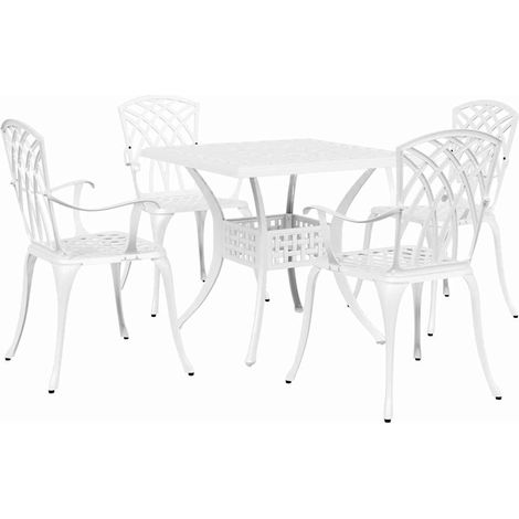 Maison Exclusive - Set di Tavolo da Giardino 5 pcs Bianco Alluminio pressofuso