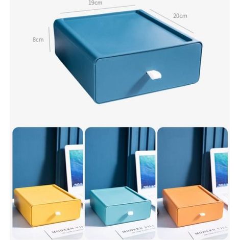 Organisateur de tiroir - 20 x 19 x 8 cm - Bleu tranquille - Empilable - Plastique (1/4)