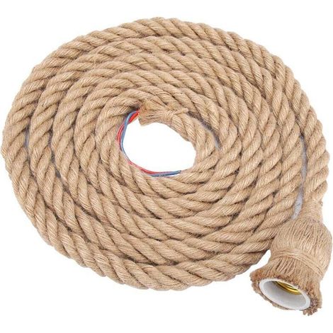 E27 Vintage Chanvre Corde Plafonnier Base Pendentif Lampe Ampoule Titulaire 85-265V,2m 1 têtes