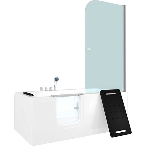 Seniorendusche und Sitzwanne Kombination Wanne mit Tür S15D-TH-L 160x85x215cm OHNE 2K Scheiben Versiegelung