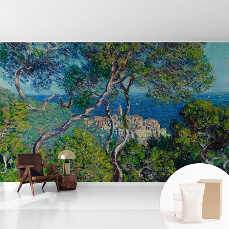 Papier peint intissé pour salon chambre à coucher peint imprimé pour mur - Colle incluse gratuite Vues méditerranéennes 416x254 cm (1/5)