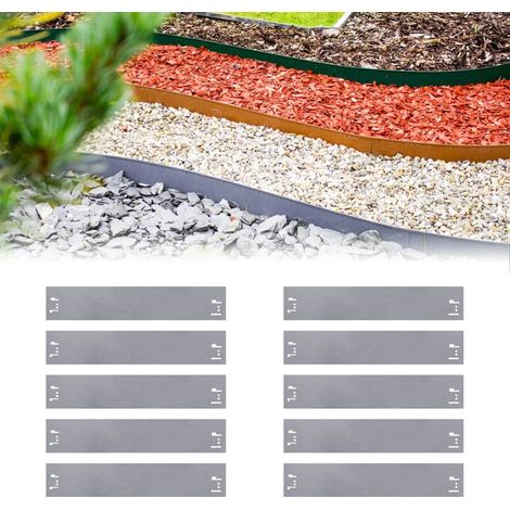 Jeu de 20 Bordure de Jardin en métal 13,5cm x 120cm Bordure Jardin Bordures de Jardin, couleur: gris (1/5)