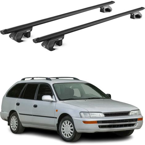 OMAC Barres de toit aluminium certifiées TÜV pour Toyota Corolla mk9 Break / Verso 2002-2007 – Pour rails de toit standards – Rainure en T – Charge max 90 kg – 2 antivols Noir (1/4)