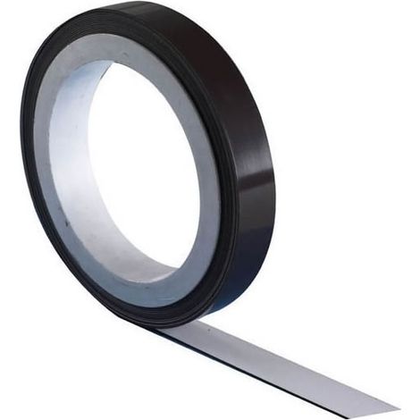 Ruban magnétique autocollant - Epaisseur : 1,5 mm - Largeur : 19 mm - Rouleau : 30 ml - OLORON
