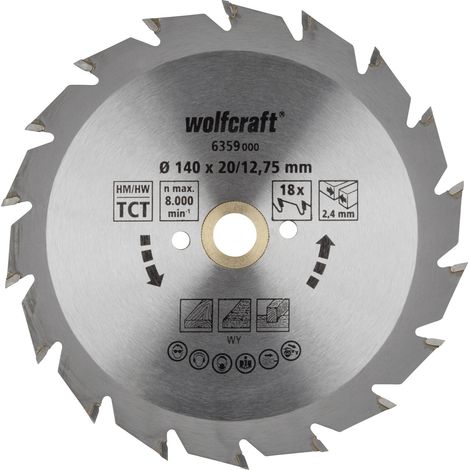 Wolfcraft Kreissägeblatt Serie grün Ø 140 mm Bohrung Ø 20 mm Kreissägeblatt