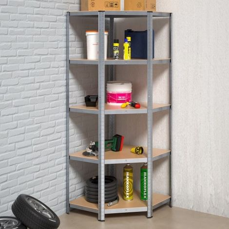Étagère d'angle à Charge Lourde Grise : 180 X 70 X 40 cm Robuste et Polyvalente, 875 kg (1/5)