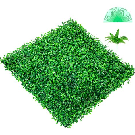 Mophorn Künstliche Buchsbaumplatte UV, 6 Stück Buchsbaumhecken-Wandplatten, 20 x 20 Zoll, 4 cm grünes Gras, künstliche Heckenkulisse für Sichtschutzzaun, Innen-/Außengarten, Hinterhof