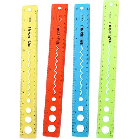 Règle flexible portable 30 cm, lot de 4, en plastique, pour le (1/5)