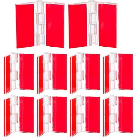 Lot de 12 charnières en plastique acrylique transparentes autocollantes (35 x 30 mm), pour armoire, couvercle d'aquarium, meubles, présentoirs (1/5)