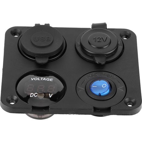 12V-24V 4-Loch-Schalterpanel, wasserdicht, QC3.0, Dual-USB-Buchse, Voltmeter, Steckdose für Boot, Auto, Wohnmobil, LKW (1/5)