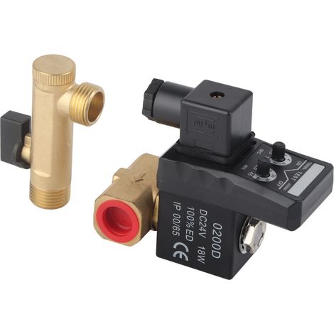 Vanne de purge électronique avec minuterie, électrovanne de purge pour réservoir de compresseur d'air split 24 V CC