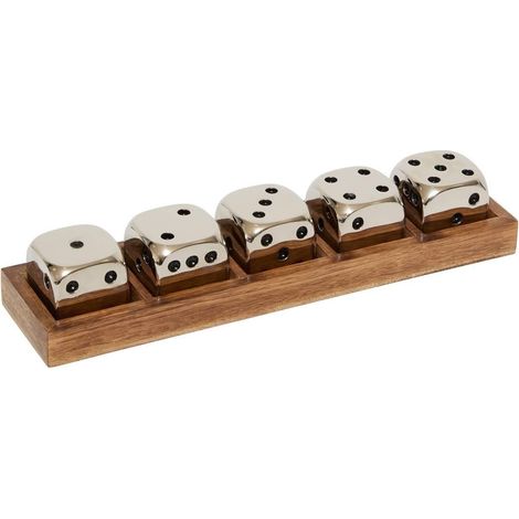 Jeu de 5 Dés Décoratifs "Johan" 26cm Gris (1/5)