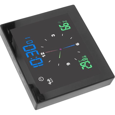 Digitales 5-Zoll-Innenthermometer mit Hygrometer, Hintergrundbeleuchtung, präziser Kalibrierung, Schutzart IP65 (wasserdicht), schwarz (1/5)