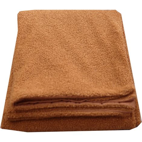 Plaid 130x160 cm en tissu bouclette terracotta - SHERPA