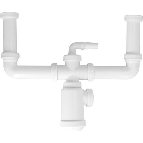 Doppelter ausziehbarer Siphon mit doppelter Evakuierung. Ausgang 1 1/2" Ausgang Ø 40 mm.