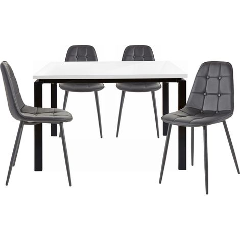 Sabine & LunaEnsemble de table à manger 120x90 cm et 4 chaises noir (1/3)