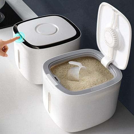 Ecoco 1 Couleur : gris Matière : plastique Seau nano de rangement de cuisine de 5 kg, répulsif anti-insectes
