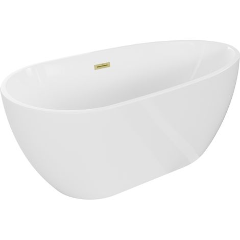 Mexen Eos baignoire autoportante 150 x 75 cm, blanche, bonde en or brossé - 52471507500-55 (1/5)
