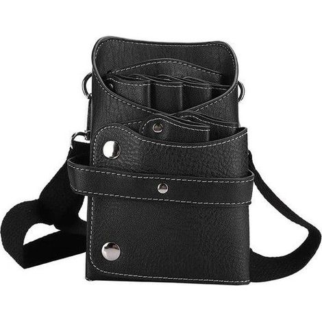 Étui à ciseaux de coiffure - Sac de taille portable - Sangle amovible - Grand espace de rangement - Cuir PU résistant (1/5)