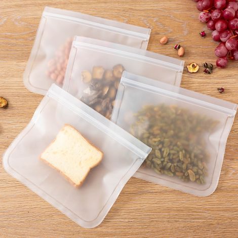 Sac de congélation blanc de qualité supérieure pour la conservation des aliments, fermeture éclair intelligente, plastique robuste et réutilisable, hermétique (1/5)