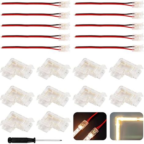 Connecteur Ruban LED COB 2 Pin pour 8mm, Connectique Ruban LED 2 Broches, Connecteurs d'Angle (1/2)