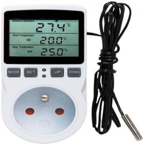 Prise Thermostat - Régulateur Température Numérique Programmable - Sonde 1,8 m - Plage -40 à 120 °C - Pour Chauffage Serre Aquarium - 1 Pièce (1/5)