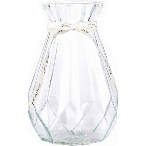 Vases, Vase décoratif en verre transparent, Décoration florale pour la maison et le salon, Décoration simple pour table (1/5)