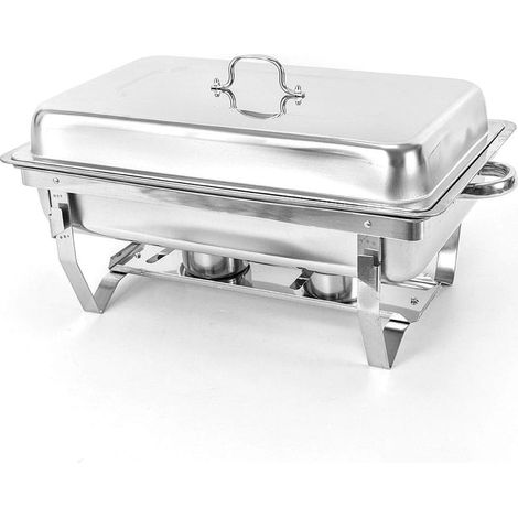 9L Edelstahl Speisenwärmer Warmhaltebehälter Wärmebehälter 2 Brennpastenbehälter Chafing Dish (1/5)