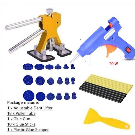 Outil Débosselage sans Peinture Kit Débosselage Carrosserie avec Pistolet à Colle,Doré Dent Extracteur,pour Voiture,Réfrigérateur,Moto Corps,Porte (1/5)