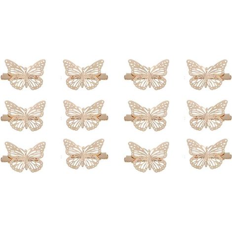 Paires/12 pièces - 6 de chaque côté - Pinces à Cheveux Papillon - Métal - Petite Barrette - Accessoires Capillaires pour Enfants, Filles, Adolescentes et Femmes - 4.83.6 cm - Cadeau Dames - Pince à Ch (1/5)