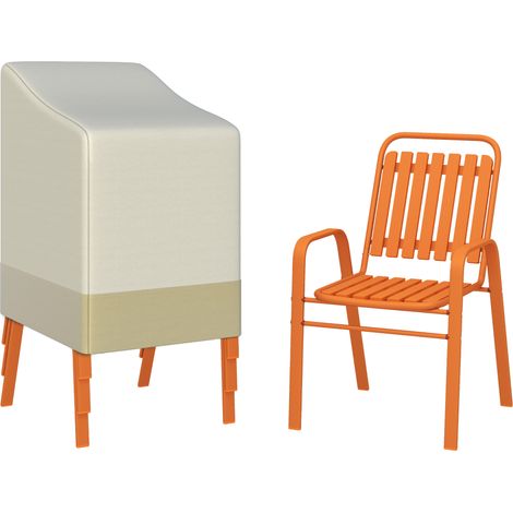 Lot de 4 chaises de jardin - Outsunny - empilables - avec housse de protection - haut dossier et accoudoirs - cadre acier - orange