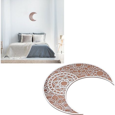 Dekorative, durchbrochene Holzskulptur mit Mondmotiv und Mondsymbol, ideal für Schlafzimmer, Wohnzimmer und Galerien. (Modell B) (1/5)