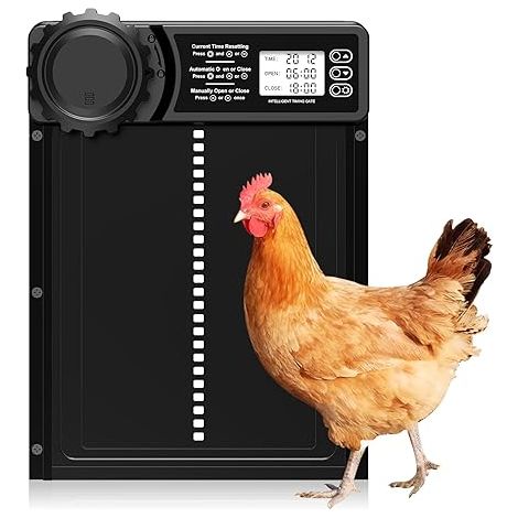 Automatic Chicken Coop Door with LCD Screen Programmable Waterproof Automatic Chicken Coop Door Aluminium Alloy Battery Powered Timer Control Anti-Pinch Function (1/5)