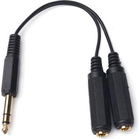 6.35Mm Fiche Mâle À 2 X Connecteur Femelle 1/4 "Trs Connecteur Audio Stéréo Câble D'Enceinte, Distributeur Y Câble Audio Plaqué Or (1/5)
