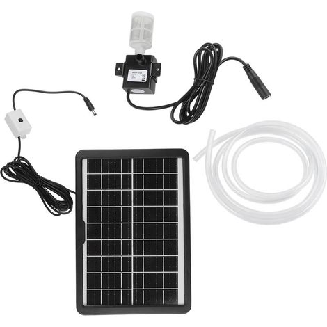 Pompe compacte Solvatten 6W, panneau 12V, submersible, 240L, avec filtre pour la circulation, alimentée en polysilicium, débit horaire de 2 m, tuyau pour aquarium, bassin et fontaine.