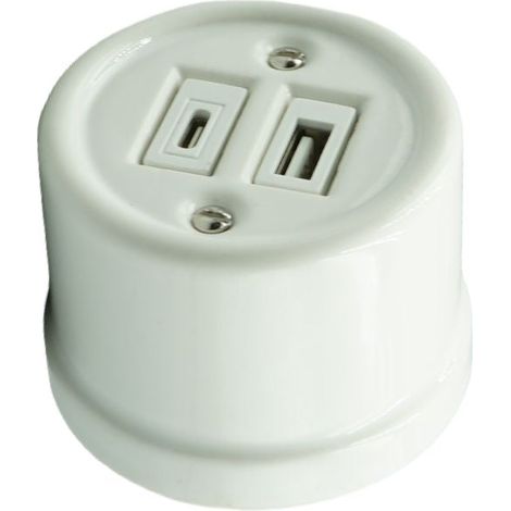 Presa USB da superficie, porcellana bianca, tipo A + tipo C, 10 A