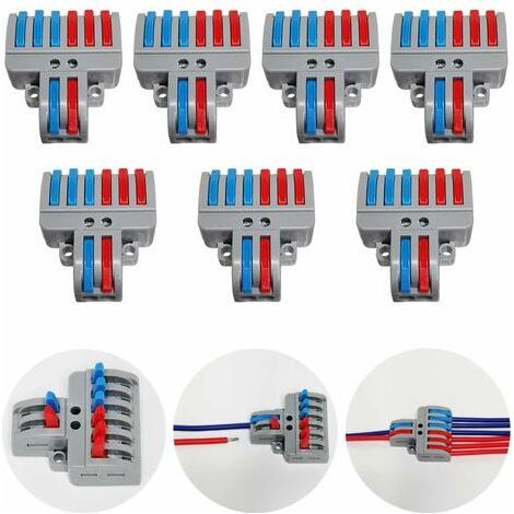 LaBlanc - Klemmen-Set, Anschlussklemmen-Set mit Hebel, Push-in-Kabelverbinder, kompakte Steckklemmen, 7 Stück 8-polige Klemmen, mit Befestigungsschrauben (2 in 6)