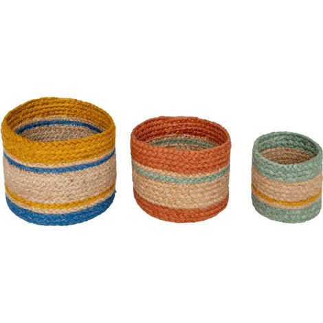 Lot de 3 Paniers en Jute "Marrakech" 19cm Multicolore (1/4)