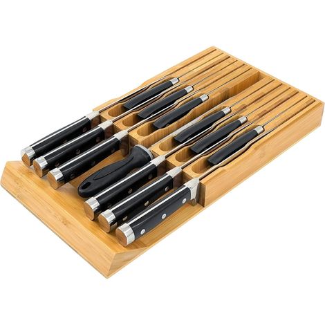 Bamboo Knife Block Kitchen Drawer Organizer (1/5)