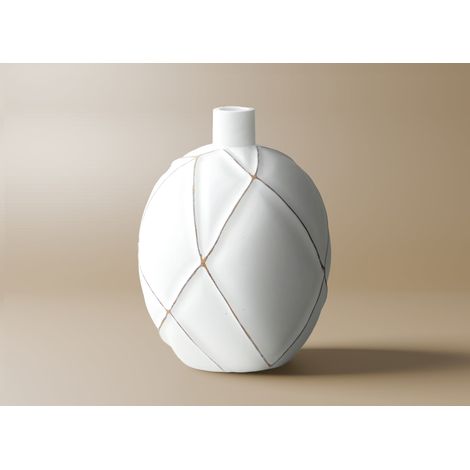 Vase boule en polyrésine blanc H25 cm LUNA (1/2)